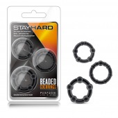 Набор из 3 чёрных эрекционных колец Stay Hard Beaded Cockrings - Blush Novelties - в Серпухове купить с доставкой