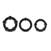 Набор из 3 чёрных эрекционных колец Stay Hard Beaded Cockrings - Blush Novelties - в Серпухове купить с доставкой