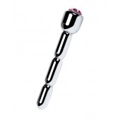 Серебристый уретральный плаг со стразом - 7 см. - ToyFa - купить с доставкой в Серпухове