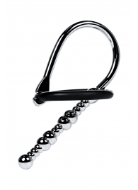 Серебристый уретральный плаг-бусины TOYFA Metal с мягким фиксириющим кольцом - ToyFa - купить с доставкой в Серпухове