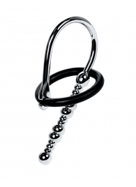 Серебристый уретральный плаг-бусины TOYFA Metal с мягким фиксириющим кольцом - ToyFa - купить с доставкой в Серпухове