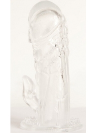Прозрачная гелевая насадка с клиторальным отростком - 13 см. - Toyfa Basic - в Серпухове купить с доставкой