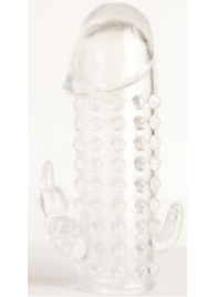 Гелевая прозрачная насадка с 2 отростками - 13 см. - Toyfa Basic - в Серпухове купить с доставкой