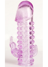 Закрытая фиолетовая насадка с 2 отростками - 13 см. - Toyfa Basic - в Серпухове купить с доставкой