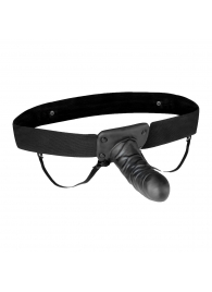 Чёрный полый страпон с вибрацией Unisex Vibrating Hollow Strap-On - 14 см. - Lux Fetish - купить с доставкой в Серпухове