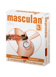 Розовые презервативы Masculan Ultra Long Pleasure с колечками, пупырышками и продлевающим эффектом - 3 шт. - Masculan - купить с доставкой в Серпухове