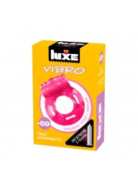 Розовое эрекционное виброкольцо Luxe VIBRO  Ужас Альпиниста  + презерватив - Luxe - в Серпухове купить с доставкой