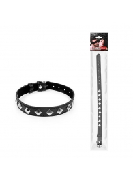 Черный ошейник с серебристыми ромбиками - Notabu - купить с доставкой в Серпухове