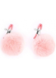 Зажимы для сосков с розовым пушком - Notabu - купить с доставкой в Серпухове