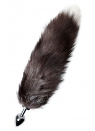 Серебристая металлическая анальная втулка с хвостом чернобурой лисы - размер S - ToyFa - купить с доставкой в Серпухове