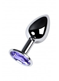 Серебристая конусовидная анальная пробка с фиолетовым кристаллом - 7 см. - ToyFa - купить с доставкой в Серпухове