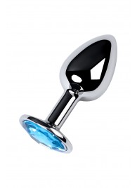Серебристая конусовидная анальная пробка с голубым кристаллом - 7 см. - ToyFa - купить с доставкой в Серпухове
