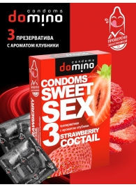 Презервативы для орального секса DOMINO Sweet Sex с ароматом клубничного коктейля  - 3 шт. - Domino - купить с доставкой в Серпухове
