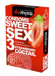 Презервативы для орального секса DOMINO Sweet Sex с ароматом клубничного коктейля  - 3 шт. - Domino - купить с доставкой в Серпухове