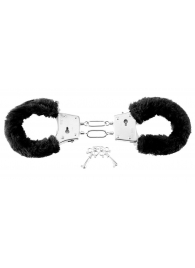 Меховые чёрные наручники Beginner s Furry Cuffs - Pipedream - купить с доставкой в Серпухове