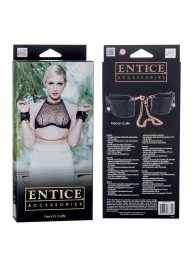 Черные мягкие наручники Entice French Cuffs с цепью - California Exotic Novelties - купить с доставкой в Серпухове