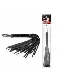 Черная гладкая плеть-флоггер с ручкой - 40 см. - Notabu - купить с доставкой в Серпухове