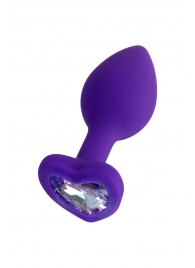Фиолетовая анальная втулка Diamond Heart с прозрачным кристаллом - 7 см. - ToyFa - купить с доставкой в Серпухове