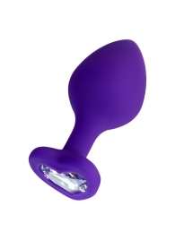 Фиолетовая анальная втулка Diamond Heart с прозрачным кристаллом - 8 см. - ToyFa - купить с доставкой в Серпухове