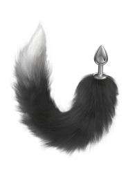 Серебристая анальная пробка с черным хвостом Galaxy - Lola Games - купить с доставкой в Серпухове