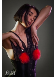 Зажимы на соски с красным пухом Euphoric - Lola Games - купить с доставкой в Серпухове