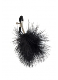 Зажимы на соски с черным пухом Euphoric - Lola Games - купить с доставкой в Серпухове