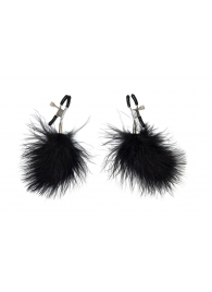 Зажимы на соски с черным пухом Euphoric - Lola Games - купить с доставкой в Серпухове