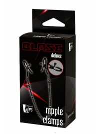 Черные зажимы на соски на цепочке BLAZE DELUXE NIPPLE CLAMPS - Dream Toys - купить с доставкой в Серпухове