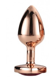 Золотистая анальная втулка с кристаллом-сердечком розового цвета - 7,1 см. - Dream Toys - купить с доставкой в Серпухове