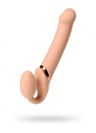 Телесный безремневой вибрострапон Vibrating Bendable Strap-On L - Strap-on-me - купить с доставкой в Серпухове