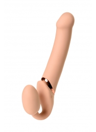 Телесный безремневой вибрострапон Vibrating Bendable Strap-On L - Strap-on-me - купить с доставкой в Серпухове