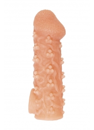 Телесная закрытая насадка с пучками шишечек Cock Sleeve Size S - 13,8 см. - KOKOS - в Серпухове купить с доставкой