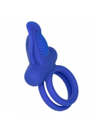 Синее перезаряжаемое эрекционное кольцо Silicone Rechargeable Dual Pleaser Enhancer - California Exotic Novelties - в Серпухове купить с доставкой