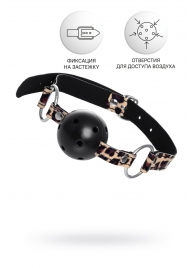 Черный кляп-шар на леопардовых ремешках Anonymo - ToyFa - купить с доставкой в Серпухове
