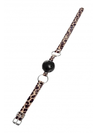 Черный кляп-шар на леопардовых ремешках Anonymo - ToyFa - купить с доставкой в Серпухове