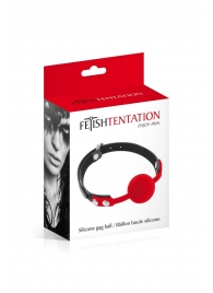 Красный кляп-шарик на черных ремешках - Fetish Tentation - купить с доставкой в Серпухове