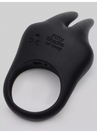 Черное эрекционное виброкольцо Sensation Rechargeable Vibrating Rabbit Love Ring - Fifty Shades of Grey - в Серпухове купить с доставкой