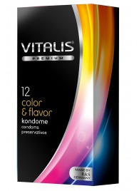 Цветные ароматизированные презервативы VITALIS PREMIUM color   flavor - 12 шт. - Vitalis - купить с доставкой в Серпухове