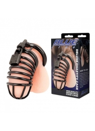 Черная металлическая клетка с замком Deluxe Chastity Cage - BlueLine - купить с доставкой в Серпухове