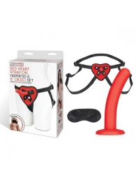 Красный поясной фаллоимитатор Red Heart Strap on Harness   5in Dildo Set - 12,25 см. - Lux Fetish - купить с доставкой в Серпухове