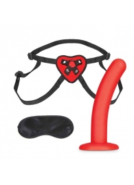 Красный поясной фаллоимитатор Red Heart Strap on Harness   5in Dildo Set - 12,25 см. - Lux Fetish - купить с доставкой в Серпухове