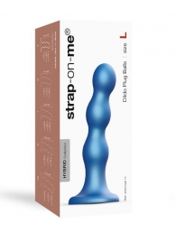 Голубая насадка Strap-On-Me Dildo Plug Balls size L - Strap-on-me - купить с доставкой в Серпухове