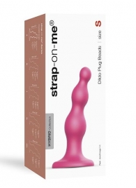 Розовая насадка Strap-On-Me Dildo Plug Beads size S - Strap-on-me - купить с доставкой в Серпухове