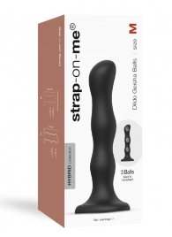 Черная насадка Strap-On-Me Dildo Geisha Balls size M - Strap-on-me - купить с доставкой в Серпухове