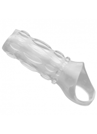 Насадка на пенис с кольцом для мошонки Clear Sensations Enhancer Sex Sleeve - 11,5 см. - XR Brands - в Серпухове купить с доставкой