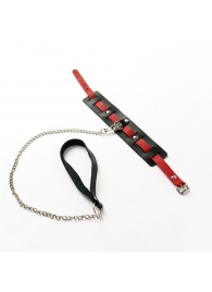 Черный ошейник с красным ремешком и поводком - Crazy Handmade - купить с доставкой в Серпухове