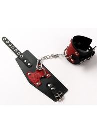 Черные кожаные оковы с красными вставками - Crazy Handmade - купить с доставкой в Серпухове