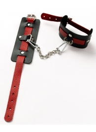 Черные оковы с красным декором и заклепками - Crazy Handmade - купить с доставкой в Серпухове