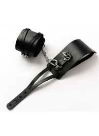 Черные кожаные оковы с креплением в виде веревочек - Crazy Handmade - купить с доставкой в Серпухове