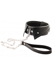 Черный ошейник-воротничок с металлическим поводком - Crazy Handmade - купить с доставкой в Серпухове